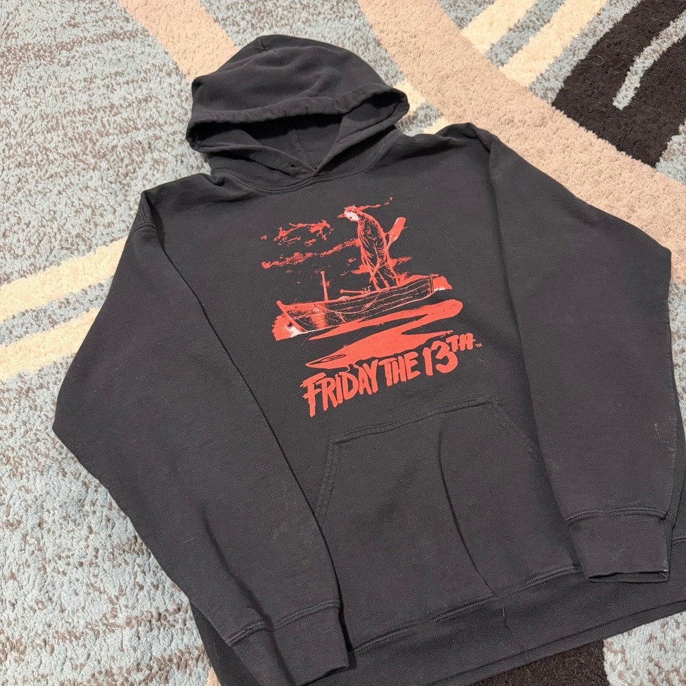 Friday the 13th Jason Voorhees Horror Movie List Hoodie Black Mens Medium - Picture 2 of 8